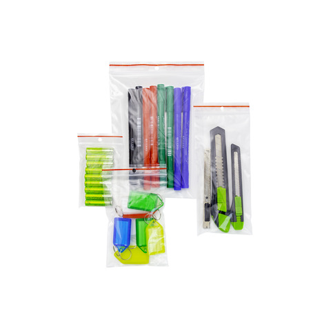 Buste trasparenti chiusura grip in LDPE 50 μm Q-Connect idonee al contatto alimentare - conf. 1000 pz - 4x6 cm